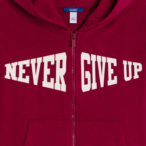 سويت شيرت بغطاء للرأس عليه رسالة، أحمر اللون، للأولاد